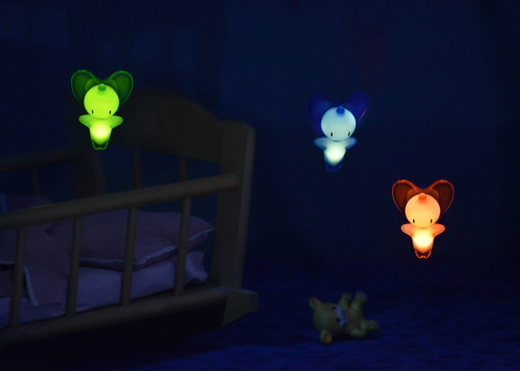 Photography of New Beba Light flying, three colours.