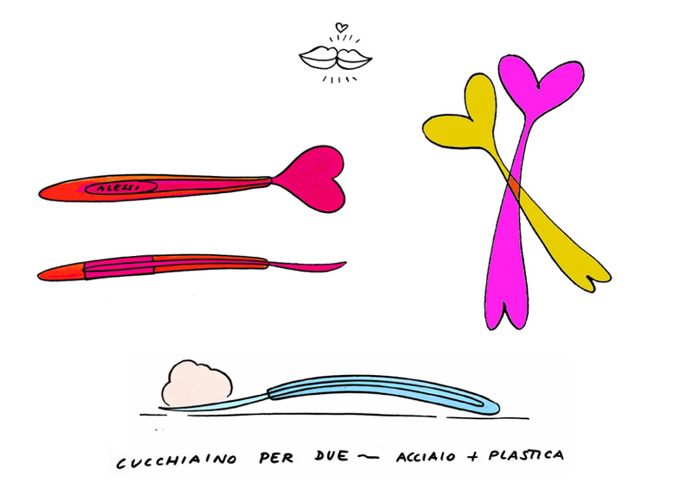 ice cream spoon project drawing cucchiaino per due design Miriam Mirri - Alessi prod.
