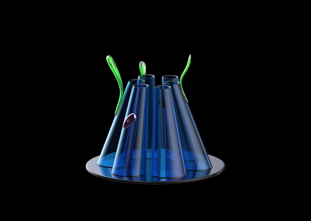 render vaso budino vegetale blu