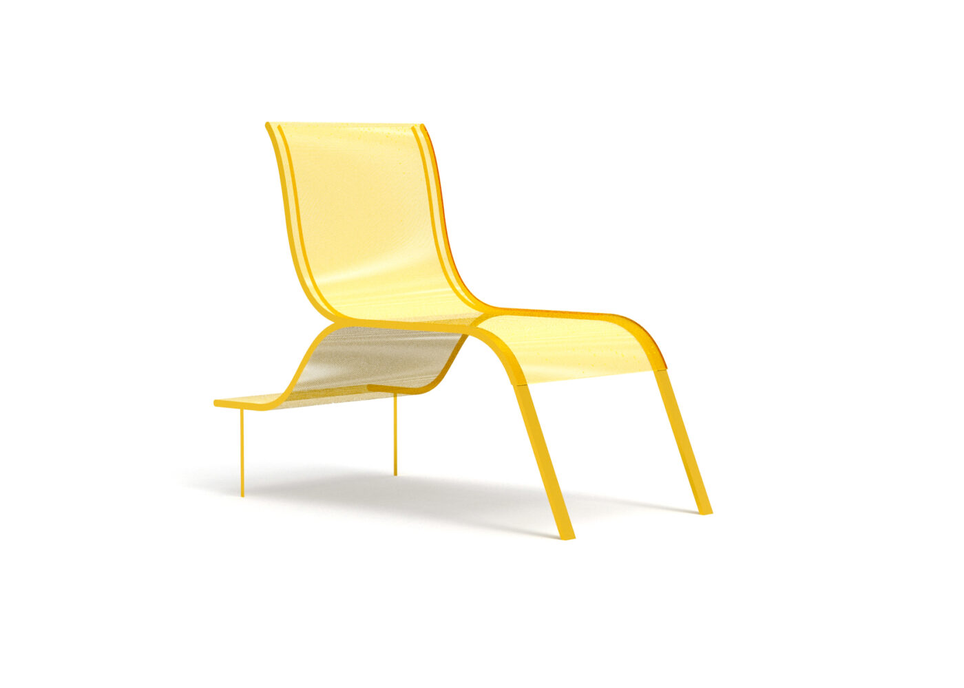 sedia sdraio con piano posteriore colore giallo. rendering.