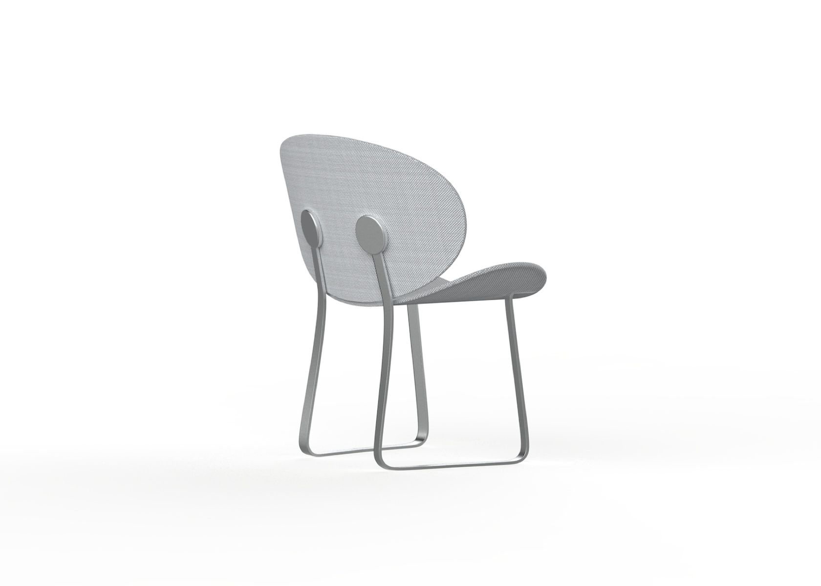 sedia Aliante supporti alluminio e dischi reggischienale grigia vista prospettica dietro