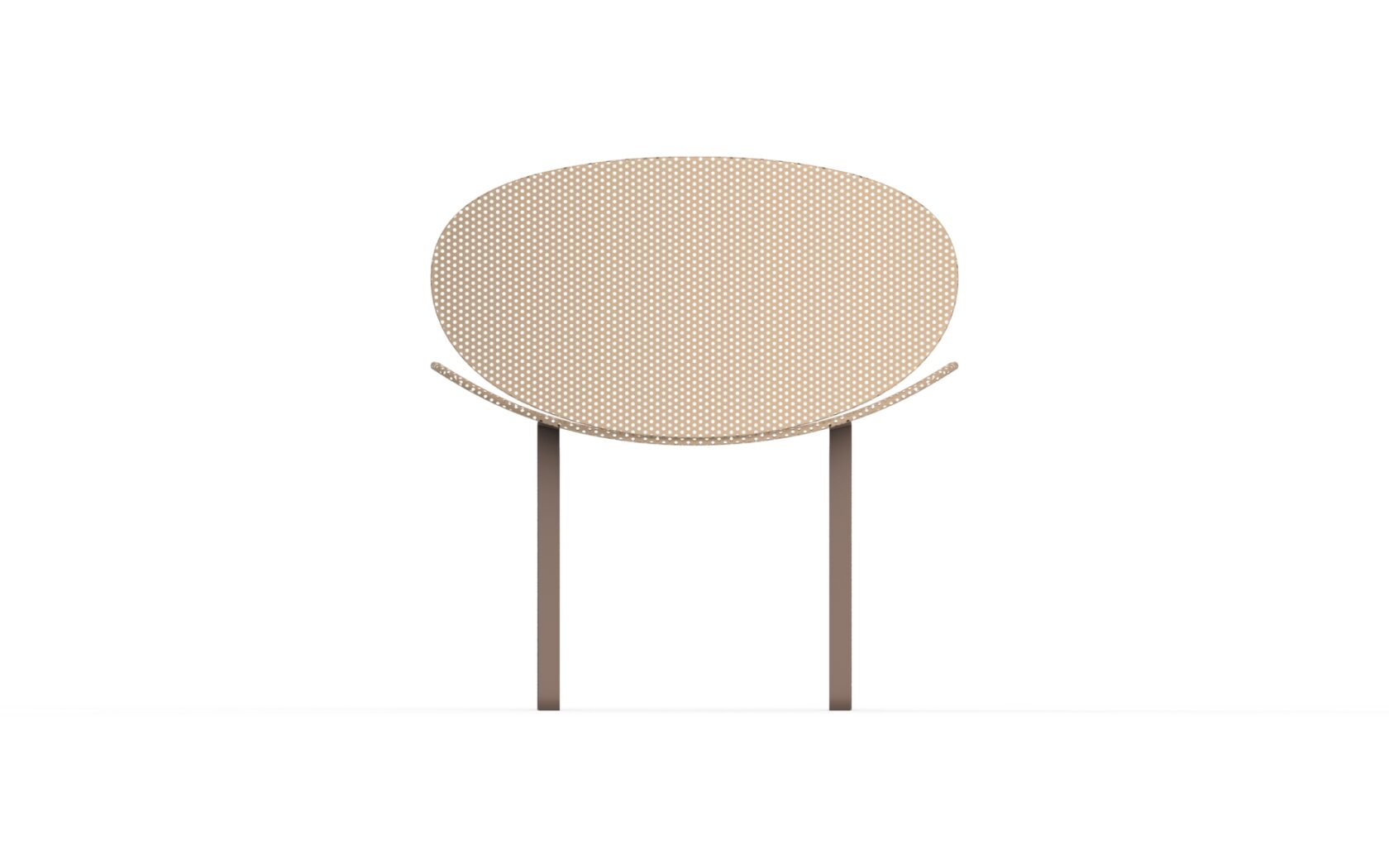Panels of meshed woven cane on dark-beige lacquered supports. Frontal view.