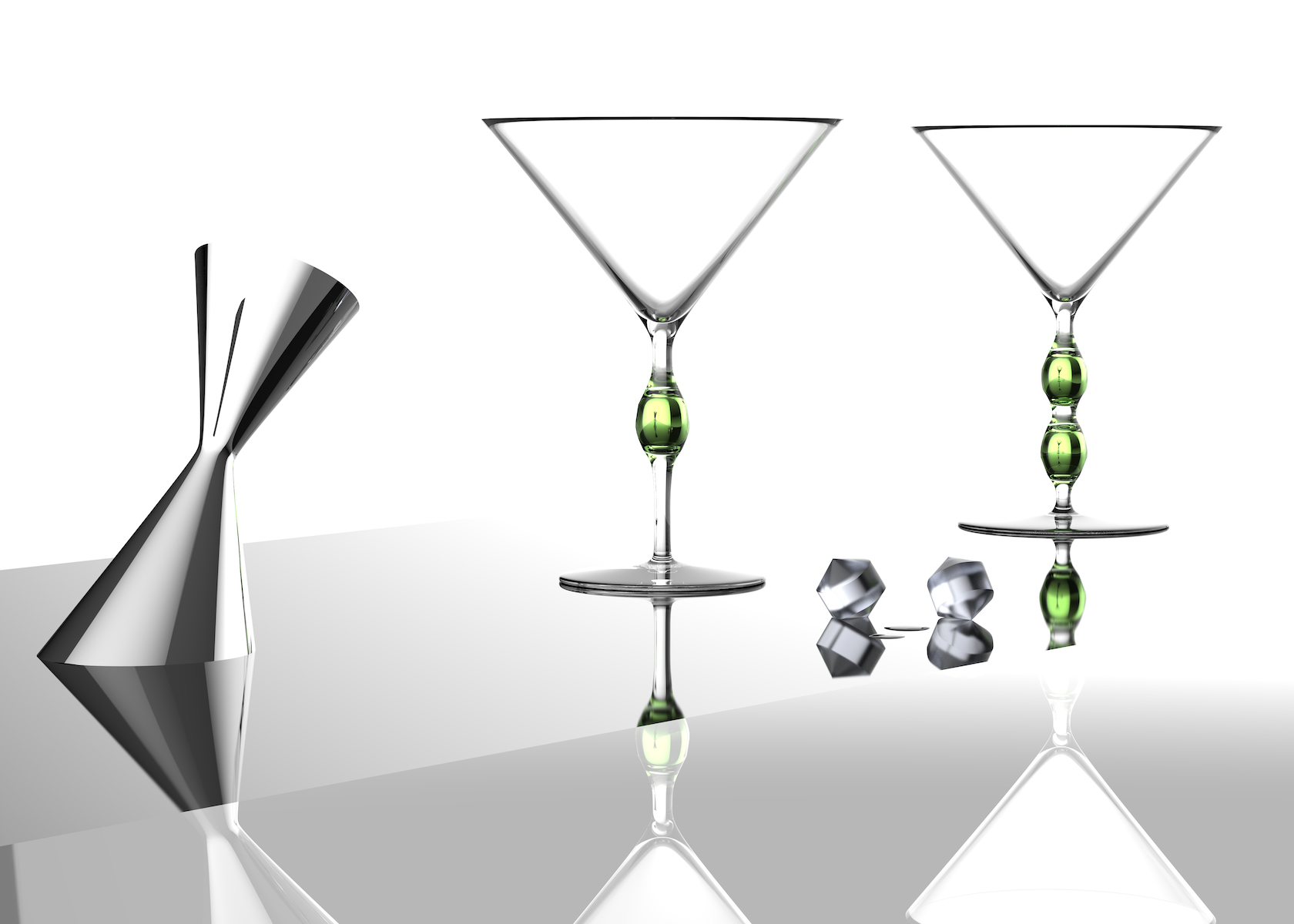 bicchieri Martini misurino ghiaccio ambientati