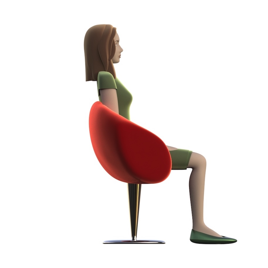 poltroncina ambientata persona Ped lato Small rossa fondo bianco