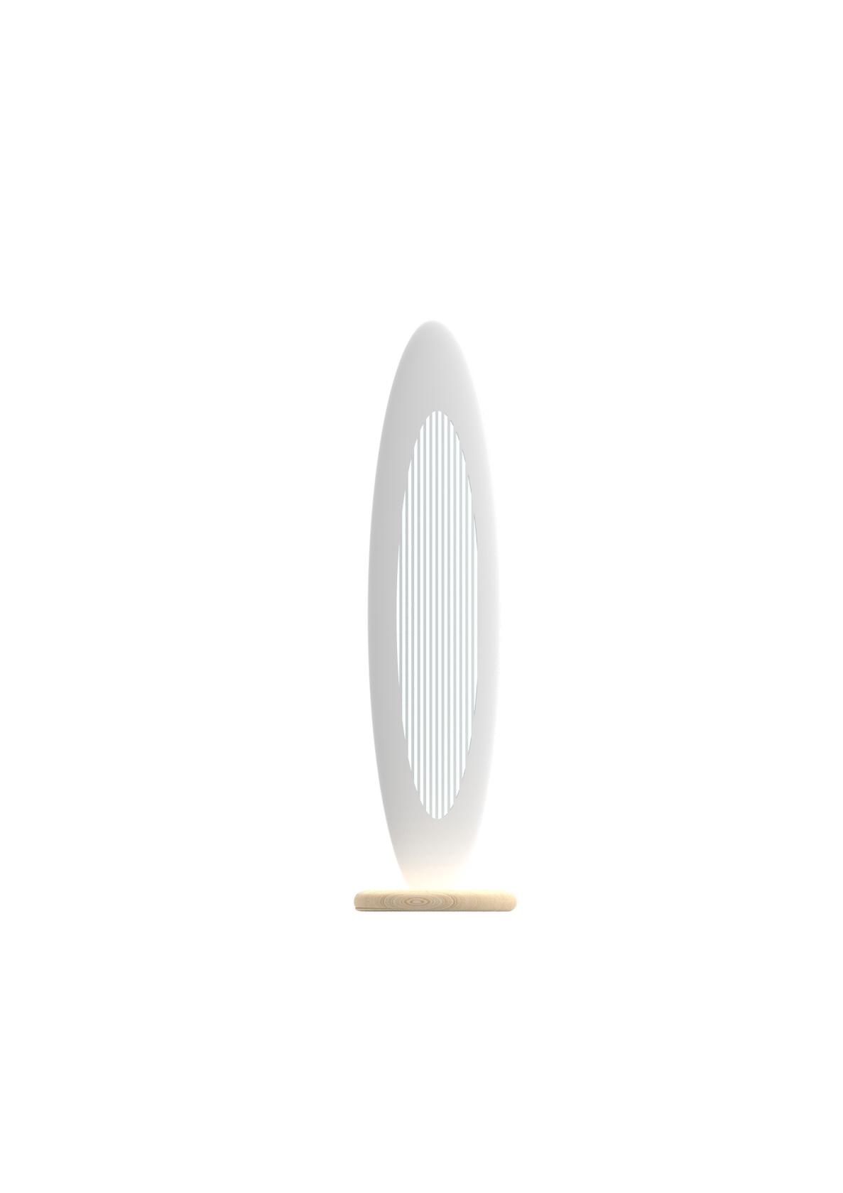 modello tavola surf bianca verticale su base circolare con ricarica - portatile per esterni- vista diffusore